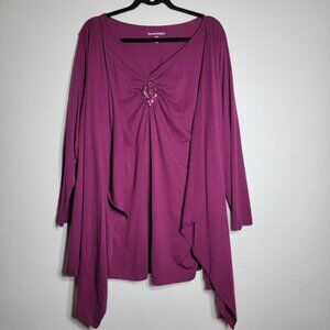 Woman Within 2Fer‎ Top Plus Size 22/24 Long Sleeve Pullover Sequins *FLAW*